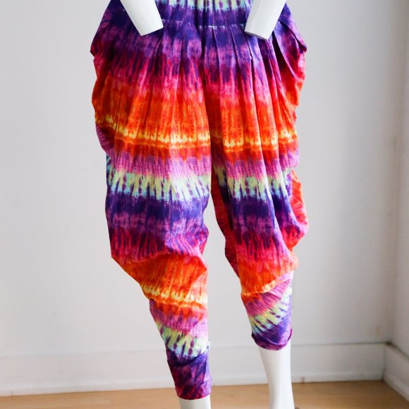 Vintage Tie Dyed Colourful Cotton Harem Pants - Picture 7 of 8